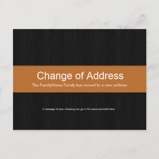 Dark Wood & Orange Change of Address Postcard