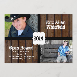 Dark Wood Photo Graduation Announcement Invitation