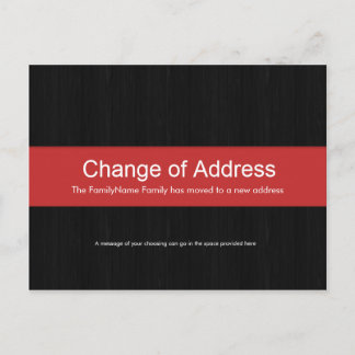 Dark Wood & Red Change of Address Postcard