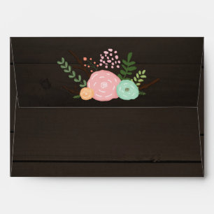 Dark Wood & Rustic Floral & Lights Envelopes