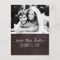 Dark Wood SAVE THE DATE Rustic Wedding Photo