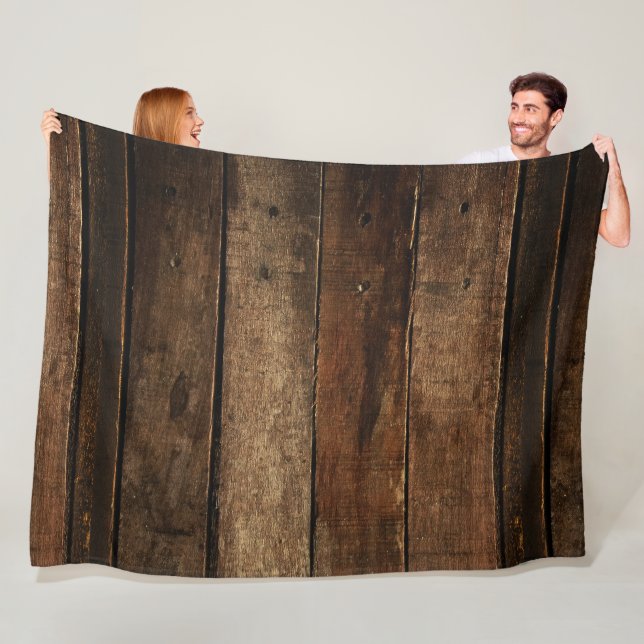 Dark Wooden Planks Fleece Blanket (In Situ)
