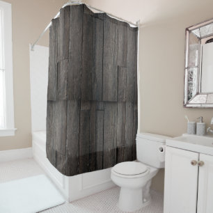 dark wooden planks shower curtain