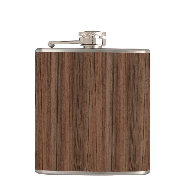 Dark Wooden Texture Hip Flask (Front)