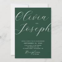 Dark Woodland Green Photo & QR Code Modern Wedding