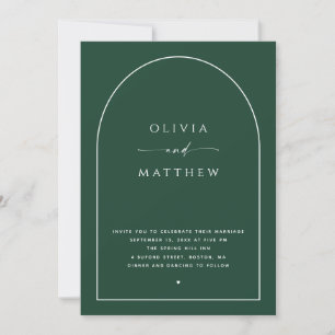 Dark Woodland Green Wedding   Arch Photo + QR Code Invitation