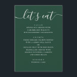 Dark Woodland Green Wedding | Modern Script Dinner Menu<br><div class="desc">This wedding menu is designed for sit down receptions where guests are served a curated meal. The layout keeps each course clearly separated. The script heading adds a sense of character, while the rest of the text stays structured and practical. Works well for modern elegant and semi-formal weddings, especially evening...</div>
