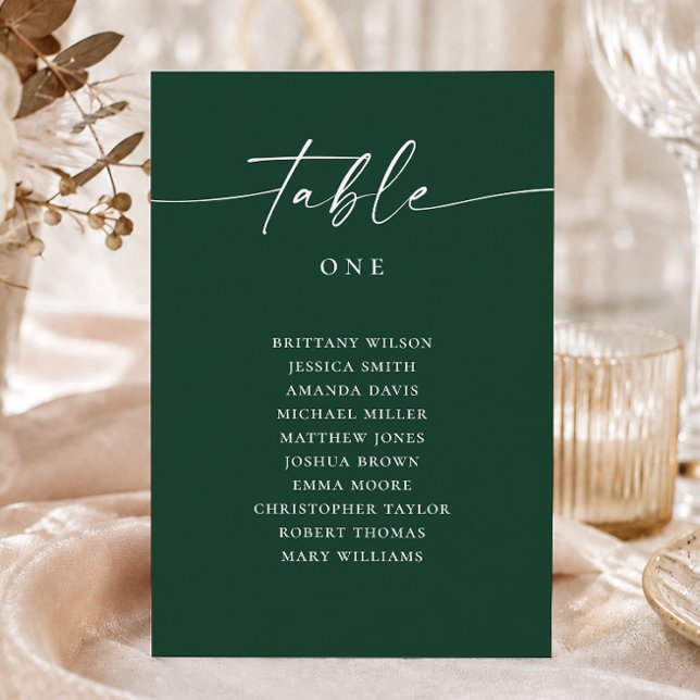 Dark Woodland Green Wedding Modern Seating Chart Invitation (Creator Uploaded)