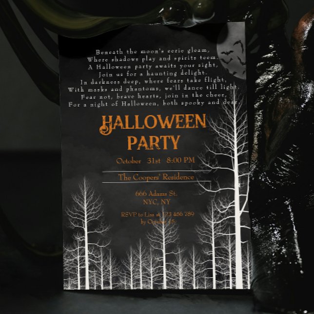  Dark Woods Poem Halloween Party Invitation (Creator Uploaded)