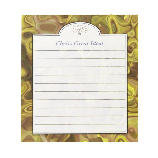 Dark Yellow Abstract Art Custom Idea List Notepad (Front)