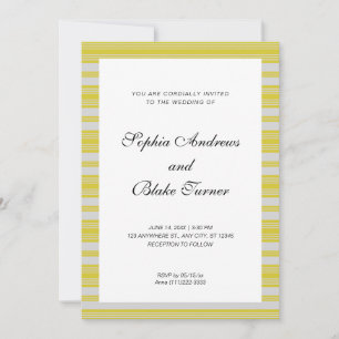 Dark Yellow and White Stripes Modern Wedding Invitation