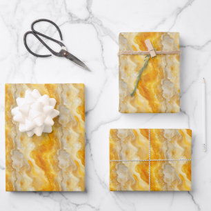 Dark Yellow & Light Yellow Marble Wrapping Paper Sheet
