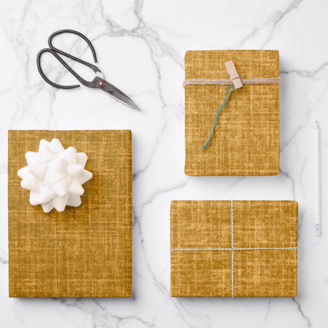 Dark Yellow Linen Wrapping Paper Sheet (Front)