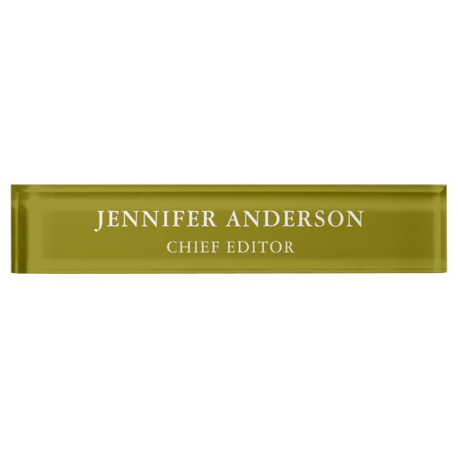 Dark Yellow Professional Modern Plain Minimalist Nameplate (Front)