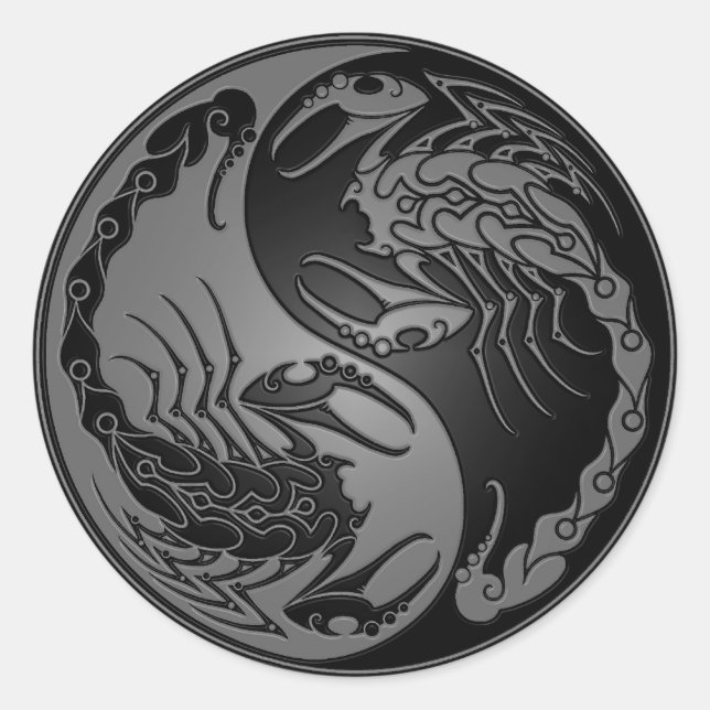 Dark Yin Yang Scorpions Classic Round Sticker (Front)