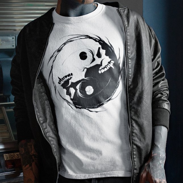 Dark Yin Yang Vampire Skull Religious Symbol T-Shirt (Creator Uploaded)