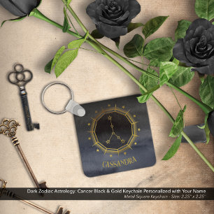 Dark Zodiac Astrology: Cancer Black Gold Name Key Ring