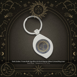Dark Zodiac Astrology: Pisces Black & Gold Key Ring