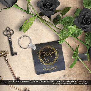 Dark Zodiac Astrology: Sagittarius Black Gold Name Key Ring