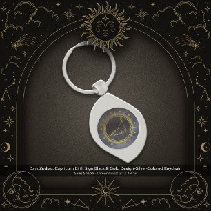 Dark Zodiac: Capricorn Birth Sign Black & Gold Key Ring