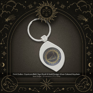 Dark Zodiac: Capricorn Birth Sign Black & Gold Key Ring