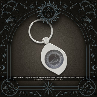 Dark Zodiac: Capricorn Birth Sign Black & Silver Key Ring