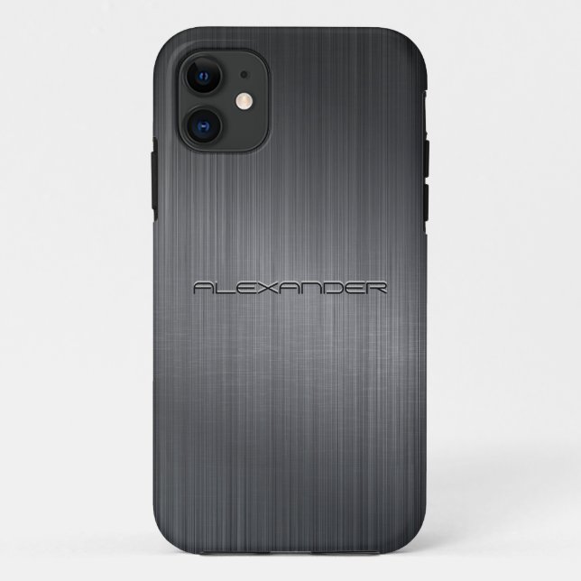 Darker Grey Brushed Aluminium Metal Look-Monogram Case-Mate iPhone Case (Back)