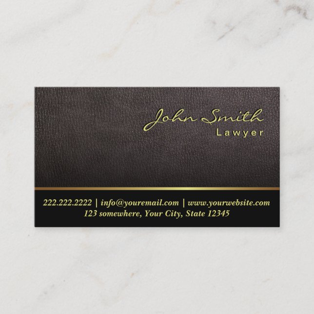 Darker Leather Texture Lawyer Business Card (Front)