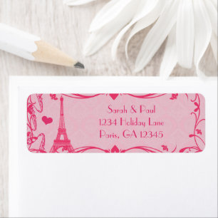 Darker Pink Raspberry Damask Vintage Eiffel Tower