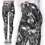 Darkest Satanic White Black Devil Baphomet Gothic Leggings<br><div class="desc">Gothic Devil Leggings | Gothic Apparel. Embrace the dark allure of my Darkest Satanic White n Black Baphomet Gothic Devil Leggings. These black and white leggings feature a witchy scrapbook pattern with Baphomet, bats, cats, ravens, moons, stars, cupids, hearts, and spiders. Perfect for those drawn to the magical, witchcraft-inspired design,...</div>
