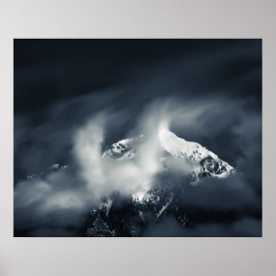 Darkness and chaos over the mountain poster