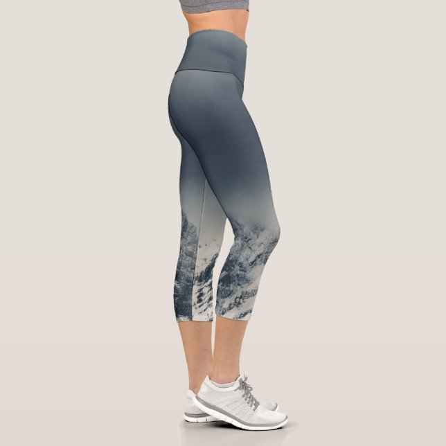 Darkness and clouds covering mountain capri leggings (Right)