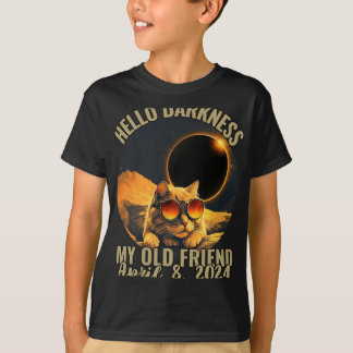 Darkness My Old Friend Cat With Solar Eclipse Gles T-Shirt