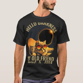 Darkness My Old Friend Cat With Solar Eclipse Gles T-Shirt
