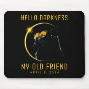 Darkness My Old Friend Solar Eclipse 2024 Cat Love Mouse Pad