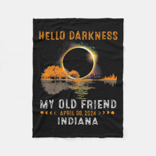 Darkness My Old Friend Total Eclipse 2024 Indiana  Fleece Blanket