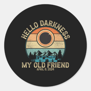 Darkness My Old Friend Total Solar Eclipse 2024 3  Classic Round Sticker