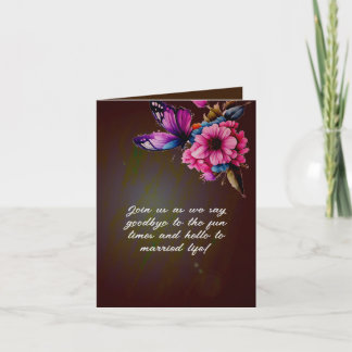 darkpinkyellow floral wedding folding invitatation note card