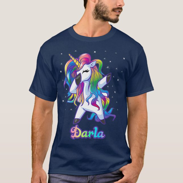 DARLA Name Personalised Custom Rainbow Unicorn T-Shirt (Front)