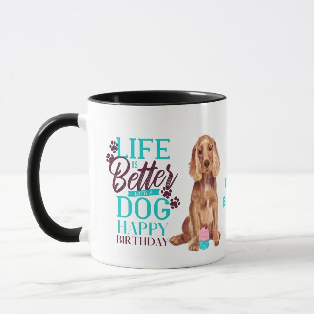 Darling Cocker Spaniel Dog Loves MOM Birthday Mug (Left)