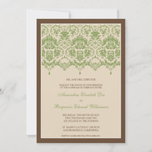 Darling Damask Lace 5x7 Wedding Invitation: sage Invitation