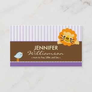 Darling Purple Lion & Birdie Mummy Calling Card