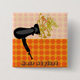 Darling Retro Hair Stylist Salon Vintage Pattern 15 Cm Square Badge