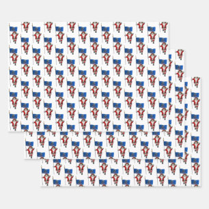 Darling Santa Claus Visits North Dakota Wrapping Paper Sheet