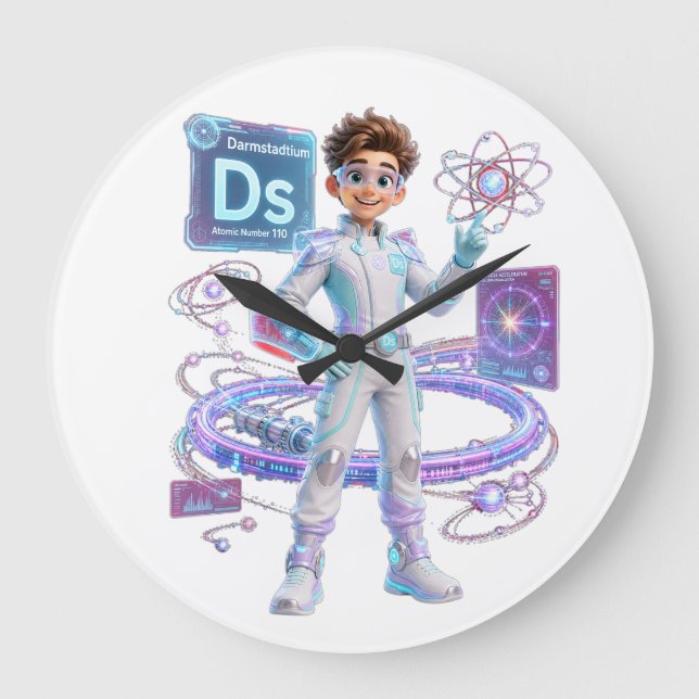  Darmstadtium (Ds) – Atomic Number 110 | ATOMIVRA Large Clock (Front)