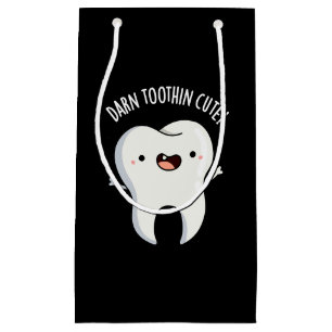 Darn Tooth-in Cute Funny Tooth Pun Dark BG Small Gift Bag