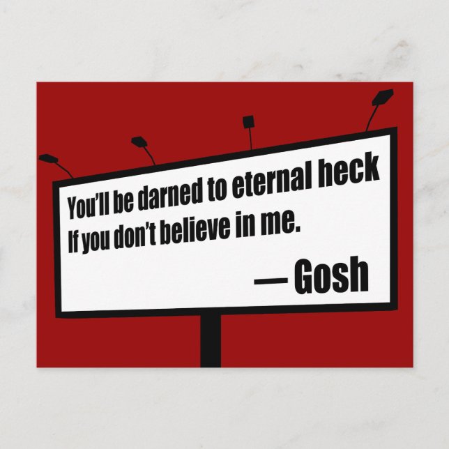 Darned to Eternal Heck funny postcard (Front)