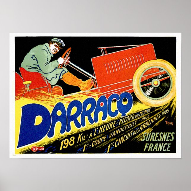 Darracq ~ Vintage French Motor Car Ad Poster (Front)