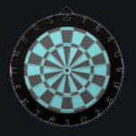 Dart Board: Aqua, Charcoal Grey, And Black Dartboard<br><div class="desc">Aqua,  Charcoal Grey,  And Black Coloured Dart Board Including 6 Brass Darts</div>