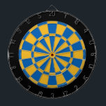 Dart Board: Gold, Blue, And Black Dartboard<br><div class="desc">Gold,  Blue,  And Black Coloured Dart Board Game Including 6 Brass Darts</div>